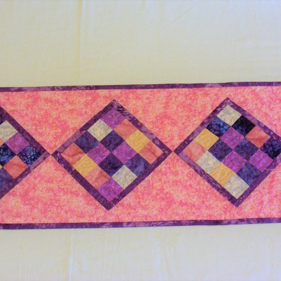 Quilted Pinks & Purples Table Runner 53 1/2" x 12 1/2" Table Topper Handmade - Picture 9 of 14